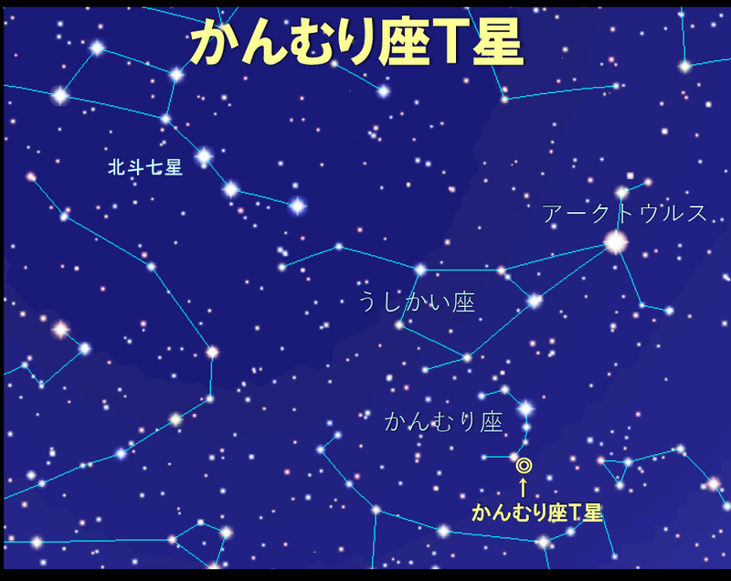 かんむり座T星の位置